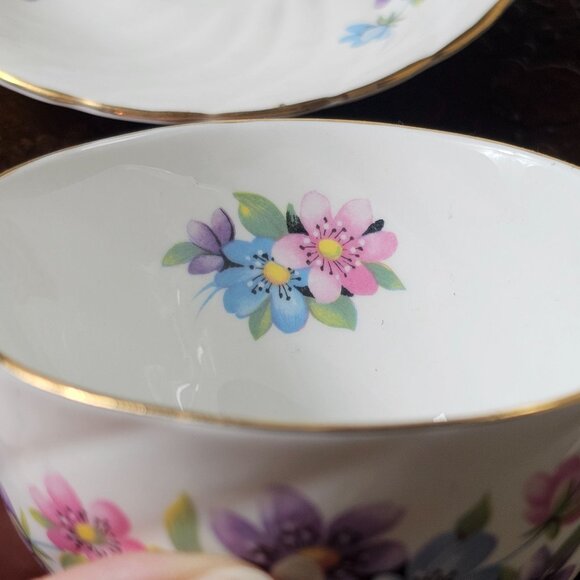 Royal Taunton Vintage Spring Floral Bone China Teacup Saucer Set Made in England - Picture 5 of 9